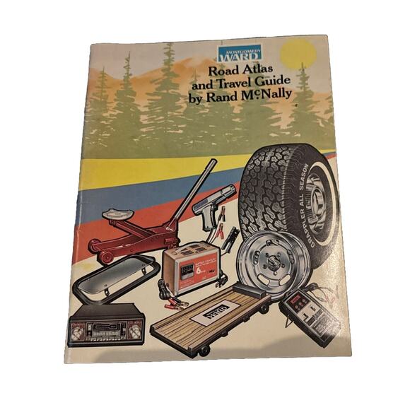 Road Atlas Travel Guide 1979 Rand McNally Montgomery Ward Tires Auto Service Ad - Picture 2 of 7